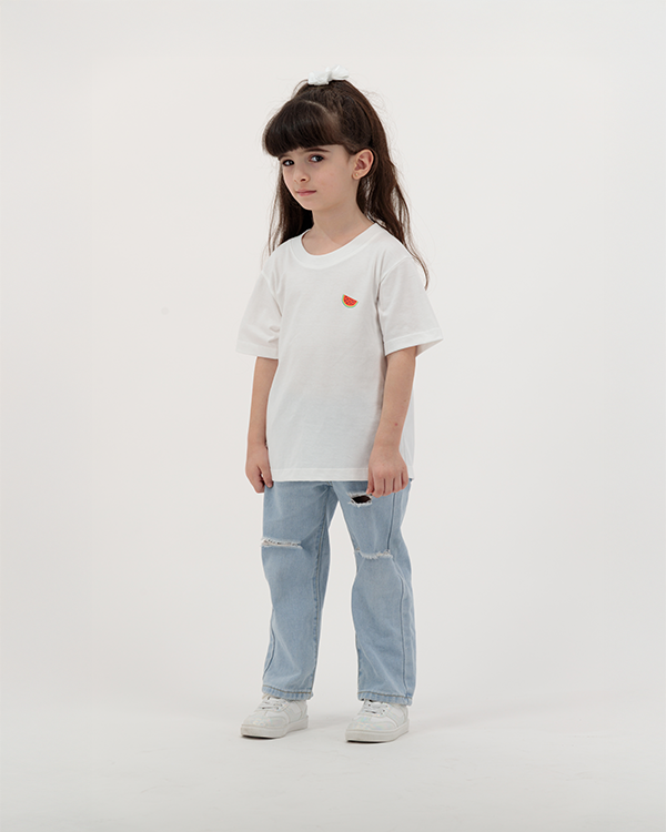 Young girl wearing Batikh Watermelon Print T-Shirt for kids.