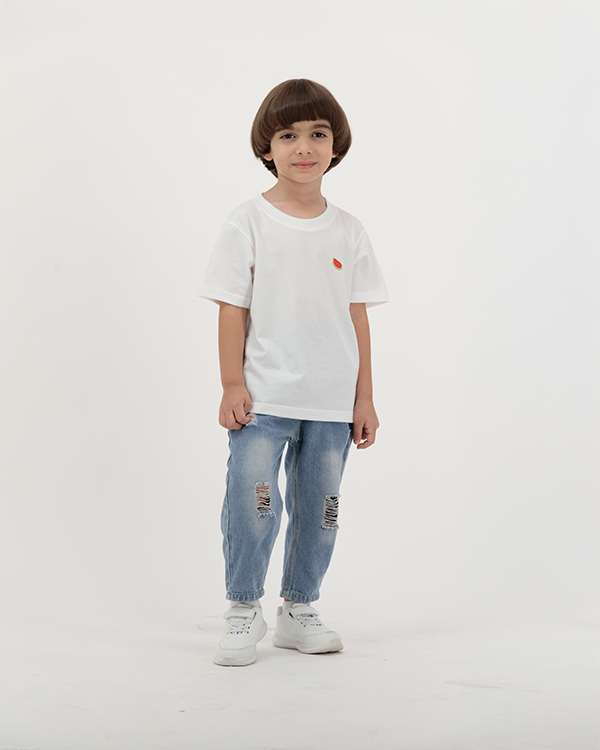 Child boy wearing Batikh Watermelon Print T-Shirt for kids.