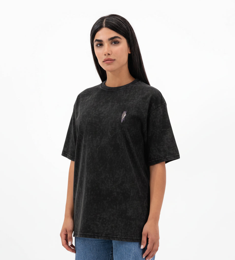 Falcon Emirati black stonewashed oversized T-shirt