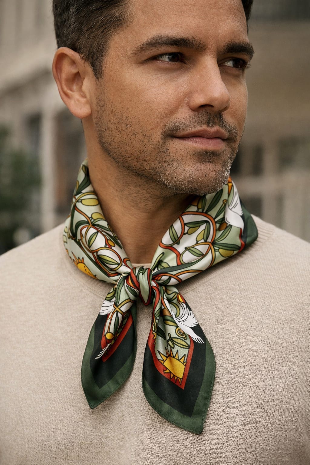 Olive Silk scarf