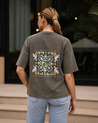 Olive - Green Box fit Oversized Unisex T-shirt